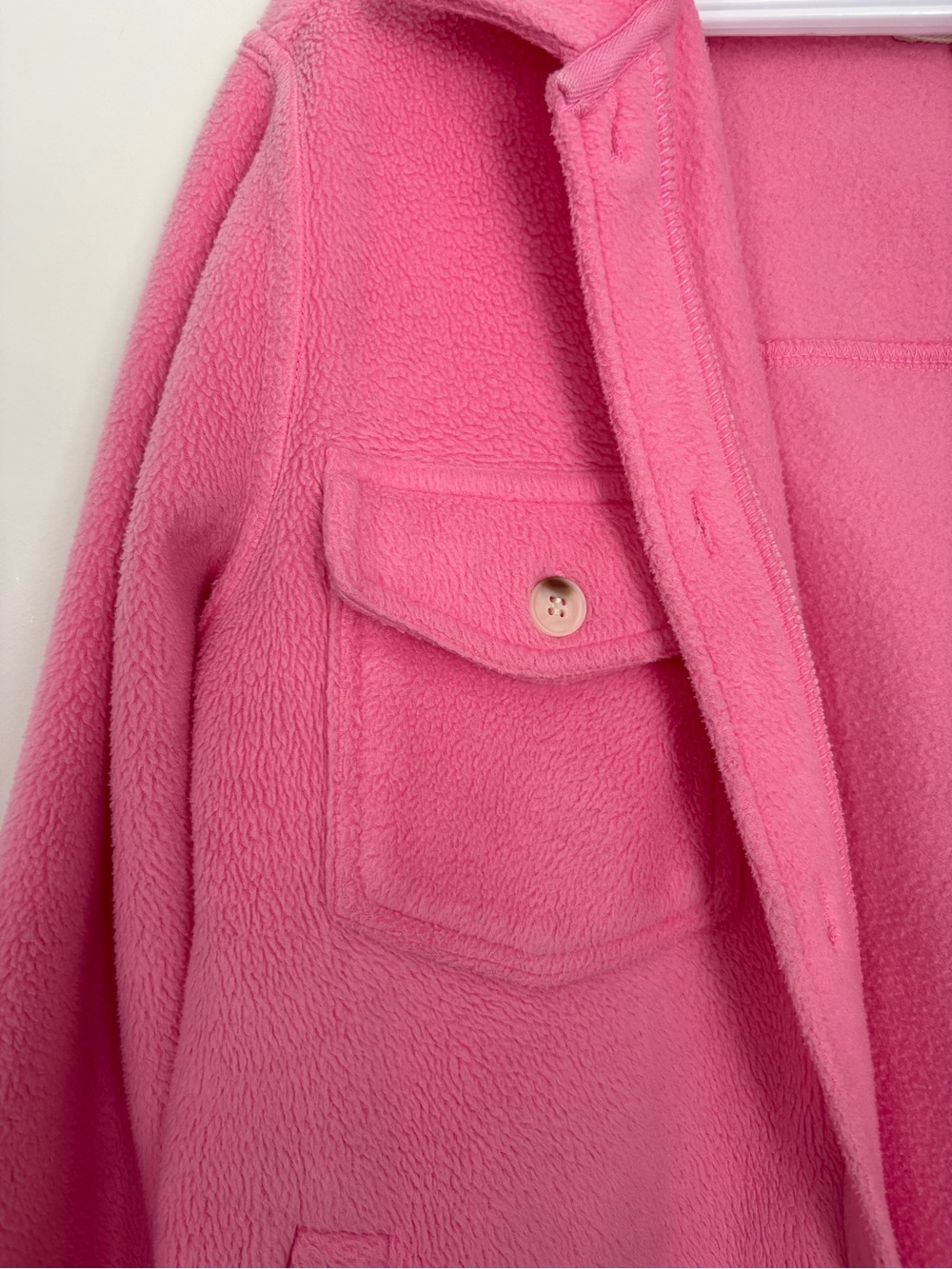 Thread & Supply Bright Hot Pink Teddy Shacket with Chest Pockets Size Small - Picture 5 of 8